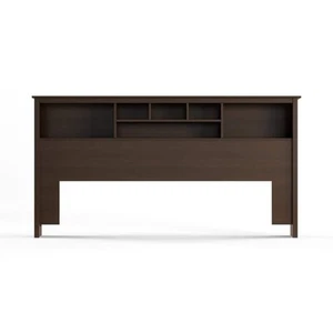 King Size Bed Headboard: Stylish Espresso King Headboard with Bookcase for King - Picture 1 of 10