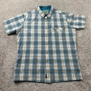 Kuhl Shirt Men Extra Large Blue Plaid Button Seersucker Hiking Fishing Outdoors - Picture 1 of 13