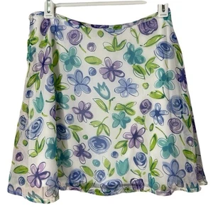 Vintage Y2K Girls Size 8 Limited Too Floral Skirt White Blue Purple Green - Picture 1 of 6