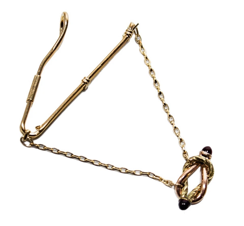 Vintage Antique Forever Knot Motif Gold Tone Red Cabochon Stone Tie Clip - Image 1 of 4