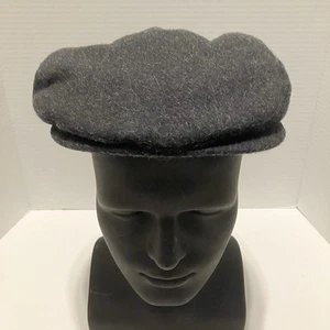 Hubertus Loden 100% Wool Brim Cabbie Newsboy Black Cap Hat Small With Ear Flap - Picture 1 of 14
