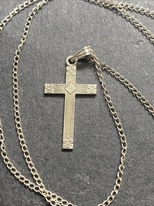 STERLING SILVER 925 Lot Necklace Pendant F20 Cross Jesus Modest Simple Small Mom - Picture 1 of 8