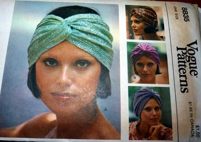 *LOVELY VTG 1970s TURBAN HATS VOGUE Sewing Pattern - Image 1 of 2