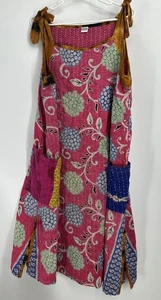 Vestido Kantha Talla S-XL Hecho a Mano India 100% Algodón, Bolsillos Colorido De Gran Tamaño - Imagen 1 de 6