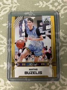MATAS BUZELIS 22-23 Leaf #B-6 GOLD Parallel Rookie RC!