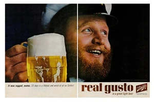 Cerveza Schlitz Brewery 1964 anuncio impreso vintage gorra de marinero taza Gusto cabeza espuma barba - Imagen 1 de 9