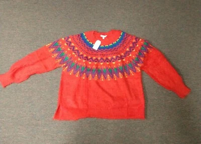 Suéter para mujer Time and Tru Fair Isle rojo Rover Combo XL Foto 1 de 4