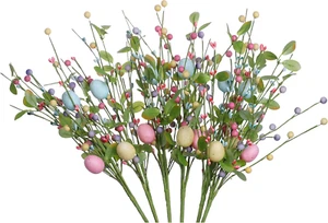 6PCS Easter Egg Stems,17In Tall Artificial Easter Picks Colorful Berry Sprays fo - Picture 1 of 12