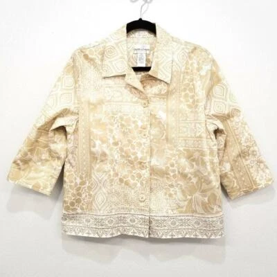 Drapers & Damon White & Khaki Button Blazer Jacket Size 12P - Изображение 1 из 3