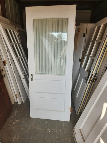 EXTERIOR WOOD DOOR LARGE  PANE GLASS 2 PANELS  32 X 81  WE SHIP Cover