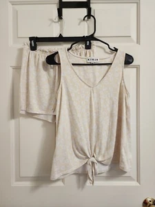 Kikit White And Ivory Leopard Print Soft 2 Piece Sleepwear Size Medium - Picture 1 of 8