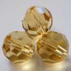 30pcs 12mm Faceted Round Crystal Beads - Pale Honey