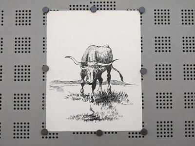 Rare Cornelius C. Smith Jr    "Bull and Rattlesnake"   Pen & Ink  Lithograph - Image 1 of 4