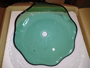 Vaso lavello vetro artistico 15-1/2" spessore 1/2" sicurezza vetro temperato NUOVO VINTAGE - Foto 1 di 5