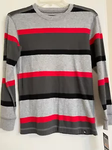 Vintage NWT Boys Quiksilver Small 10 Long Sleeve Thermal Shirt Black Gray Red - Picture 1 of 6