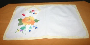 Set of 6 Place Mats & Napkins Embroidered Applique White Cotton R-722 - Picture 1 of 7