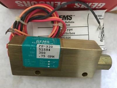 NEW IMO GEMS FLOW SWITCH SENSOR FS-930 51594  75GPM 300,.75 GPM,AL - Image 1 of 4