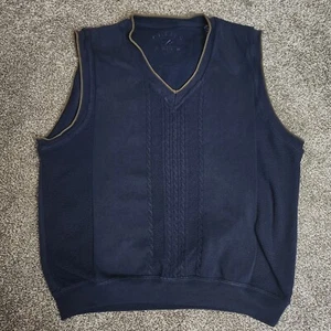 Cutter & Buck Sweater Vest Men's XL Navy Blue V Neck Pullover Cotton Golf - Picture 1 of 8
