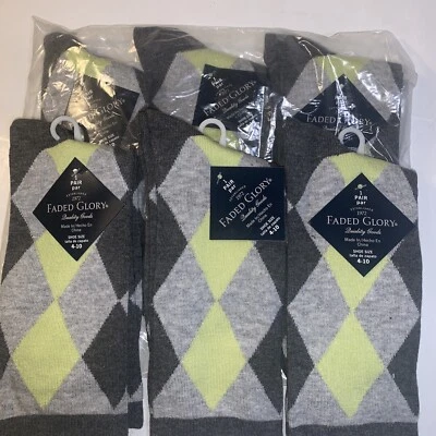 Calcetines para mujer Faded Glory talla 4-10 patrón a cuadros 6 unidades Foto 1 de 4