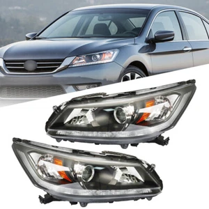 Headlight Headlamps For 2013-2015 Honda Accord Halogen w/LED DRL Right+Left Pair - Picture 1 of 12