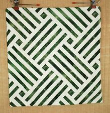Green & White Diagonal Lines Pattern - Soft Throw Pillow Cover - 18" x 18"
