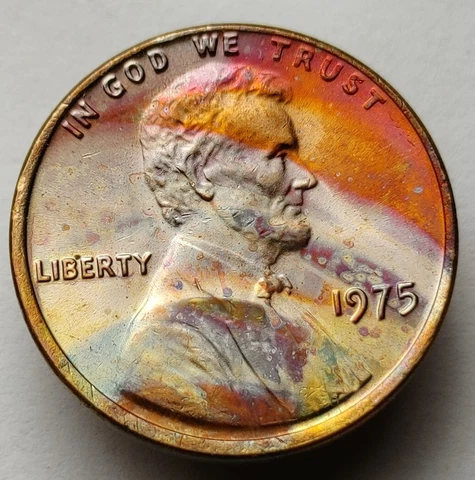 1975 Lincoln penny monster toned unc us beautiful one cent coin #332 Cover