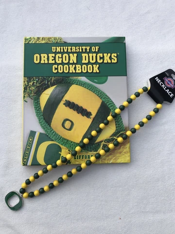 Oregon Duck Gift Bundle Duck Cookbook and Collegiate Bead Necklace🦆Football Fan Cover