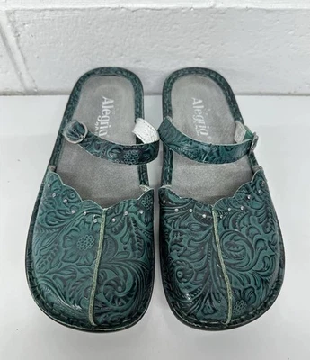 Алжир Тоскана тисненая кожа бирюзовая кожа сабо 39 Вт США 8 - Изображение 1 из 4