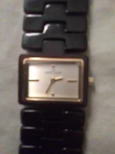 Anne Klein Ladys 10/7880 761H Watch.Gold-plate&7"Ceramic Band&Links.New Battery - Picture 1 of 8