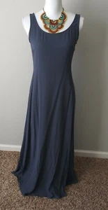 Maxi Vestido Acampanado Eileen Fisher XS Púrpura Gris Seda Georgette Crepé Sin Mangas  - Imagen 1 de 8