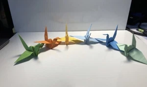 Small Colorful Paper Oragami Crane Classic Japanese – NEW! *Lot Of 6* Quick Ship - Picture 1 of 3