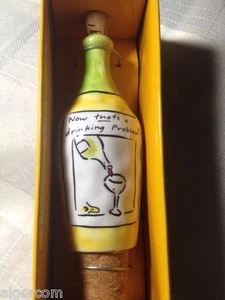 MUD PIE Yellow and Green Ceramic Wine Champagne Bottle Stopper NEW Box Gift - Picture 1 of 2