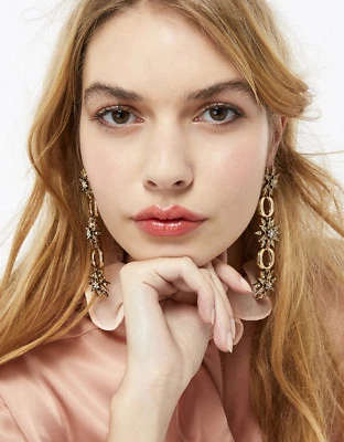 Neu Monsoon Accessorize Gold Kristall Klobige Kette Star Starburst Baumelnde - Bild 1 von 3