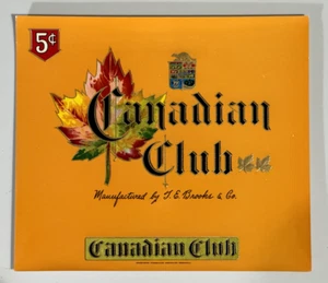 Vintage CANADIAN CLUB Cigar Box Label Brooks & Co.Tobacco EX  7" x 8 1/4" - Picture 1 of 2