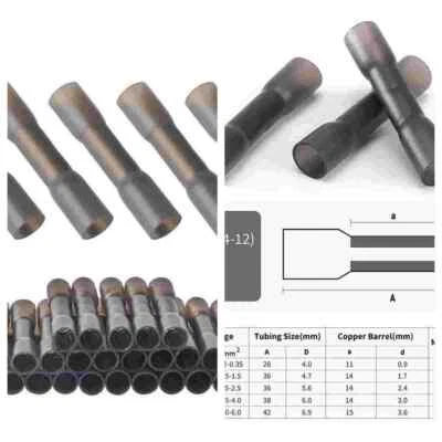 Heat Shrink Butt Wire Splice Connector Crimp Terminals WaterproofBlack 14-12AWG - Image 1 of 4