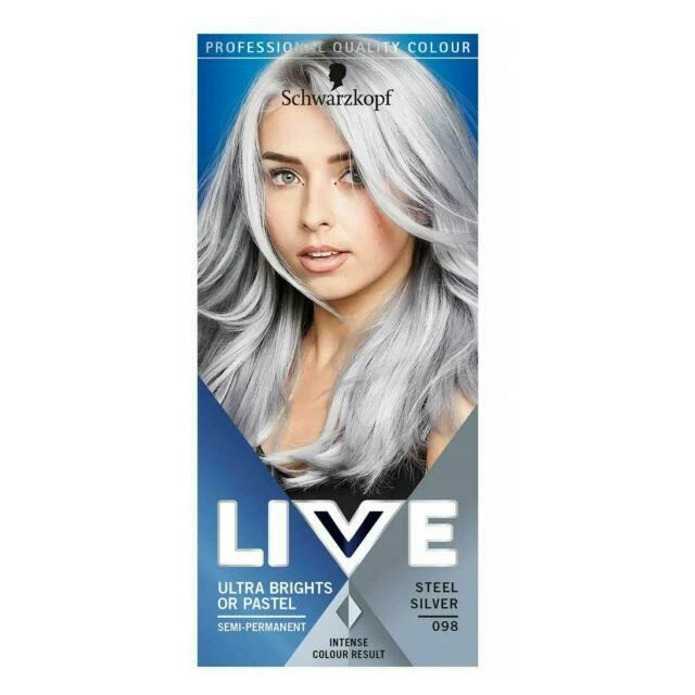 Schwarzkopf Live Ultra Brights or Pastel Semi Permanent Hair Color - 098 Steel Silver