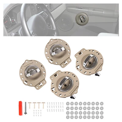 4PCS Inner Interior Door Handles Silvery & Tan For Jeep Commander 2006-2010 Foto 1 de 4