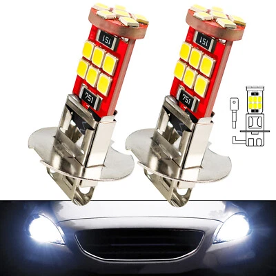PAIR H3 6500K LED FOG DRIVING LAMP LIGHT BULBS CAR LAMP GLOBES WHITE 6000K - Image 1 of 4
