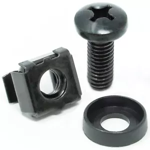 "M6 Rack Screws Cage Nuts and Nylon Washers 6mm x 16mm Screws 50 Sets Black R... - Picture 1 of 7