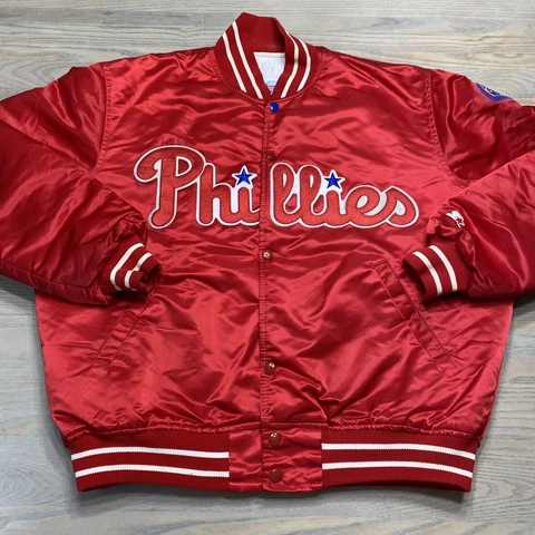 VTG Starter Diamond Collection Philadelphia Phillies Mens L Satin Bomber Jacket Cover