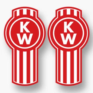 2X KENWORTH RED LOGO DECAL STICKER US MADE TRUCK VEHICLE CAR WINDOW RIG 18 WHEEL - Picture 1 of 1