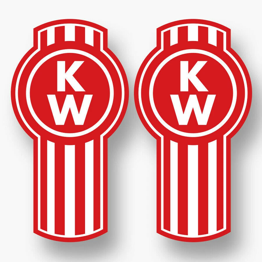2X KENWORTH RED LOGO DECAL STICKER US MADE TRUCK VEHICLE CAR WINDOW RIG 18 WHEEL - Image 1 of 1