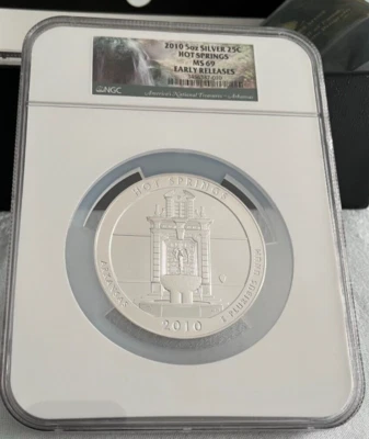 2010 Hot Springs National Park ATB 5 oz Silver Coin : NGC MS69 Early Releases - Image 1 of 2