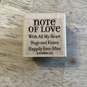 Stampin' Up! RUBBER STAMP Note Of love With All My Heart Hug & Kisses Happily - Picture 1 of 4