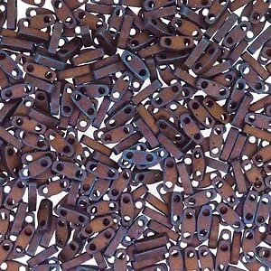 Miyuki Quarter Tila Beads 2-Hole 5x1.5mm Matte Metallic Dark Raspberry 7.2GM - Image 1 of 4