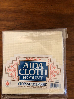 Super Value Counted Cross Stitch14 Count Aida -12" X 18" Cotton- Ivory-NIP - Image 1 of 2