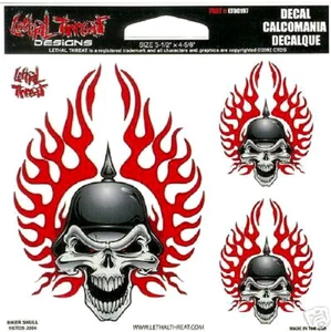 LETHAL THREAT DECALS "BIKER SKULL" - Picture 1 of 1
