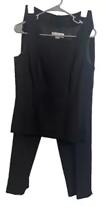 Dress Barn Embroidered Black Two-Piece Set - Sleeveless Blouse and Pants Size 6 - Picture 1 of 20