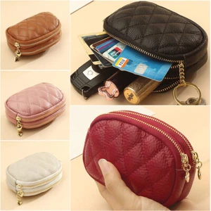 Women's RFID Coin Purse Change Wallet Small Genuine Leather Card Holder Keychain - Picture 1 of 29