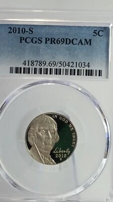 2010-S Jefferson Nickel PCGS PR69DCAM #034 Transparent Pricing - Image 1 of 2